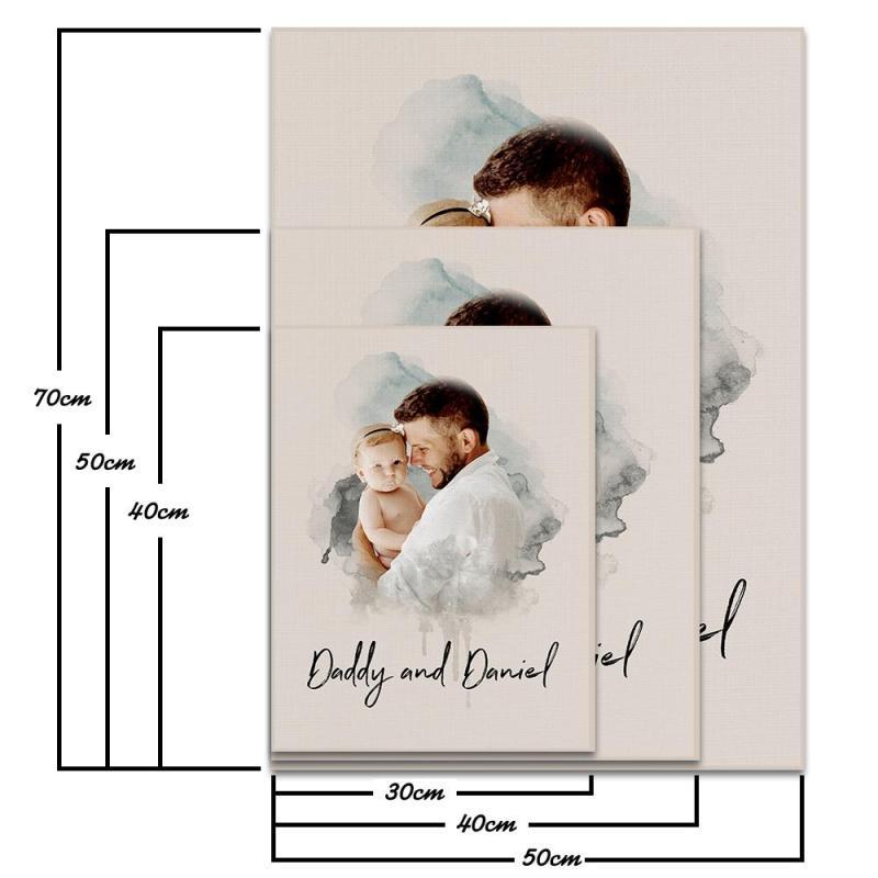 Art Mural Personnalisé Aquarelle Photo Aquarelle Peinture À L'huile Sans Cadre Cadeau De Saint Valentin - votrecollierprenomfr
