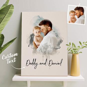 Art Mural Personnalisé Aquarelle Photo Aquarelle Peinture À L'huile Sans Cadre Cadeau De Saint Valentin - votrecollierprenomfr