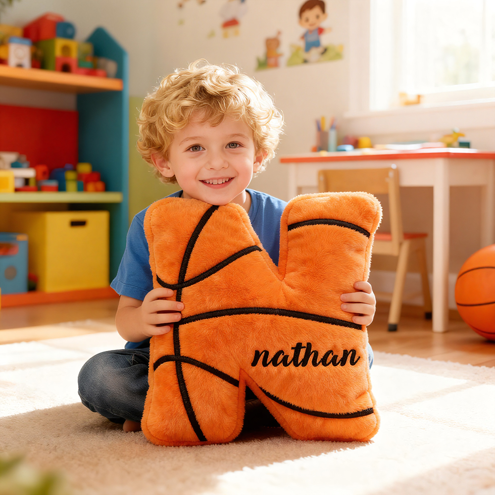 Personalized 3D Printed Basketball Letter Pillow – Custom Name Sports Fan Gift