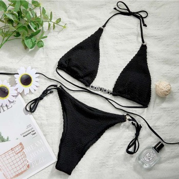 Nom Personnalisé Taille Bande Licou Triangle Cravate Côté Bikini Ensembles Personnalisé Bricolage Cristal Lettres Bikini - votrecollierprenomfr