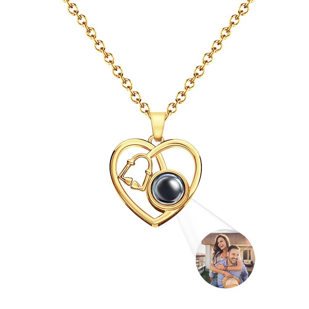 Collier De Projection Personnalisé, Cadeau De Stéthoscope En Forme De Cœur D'amour Pour Médecin - votrecollierprenomfr