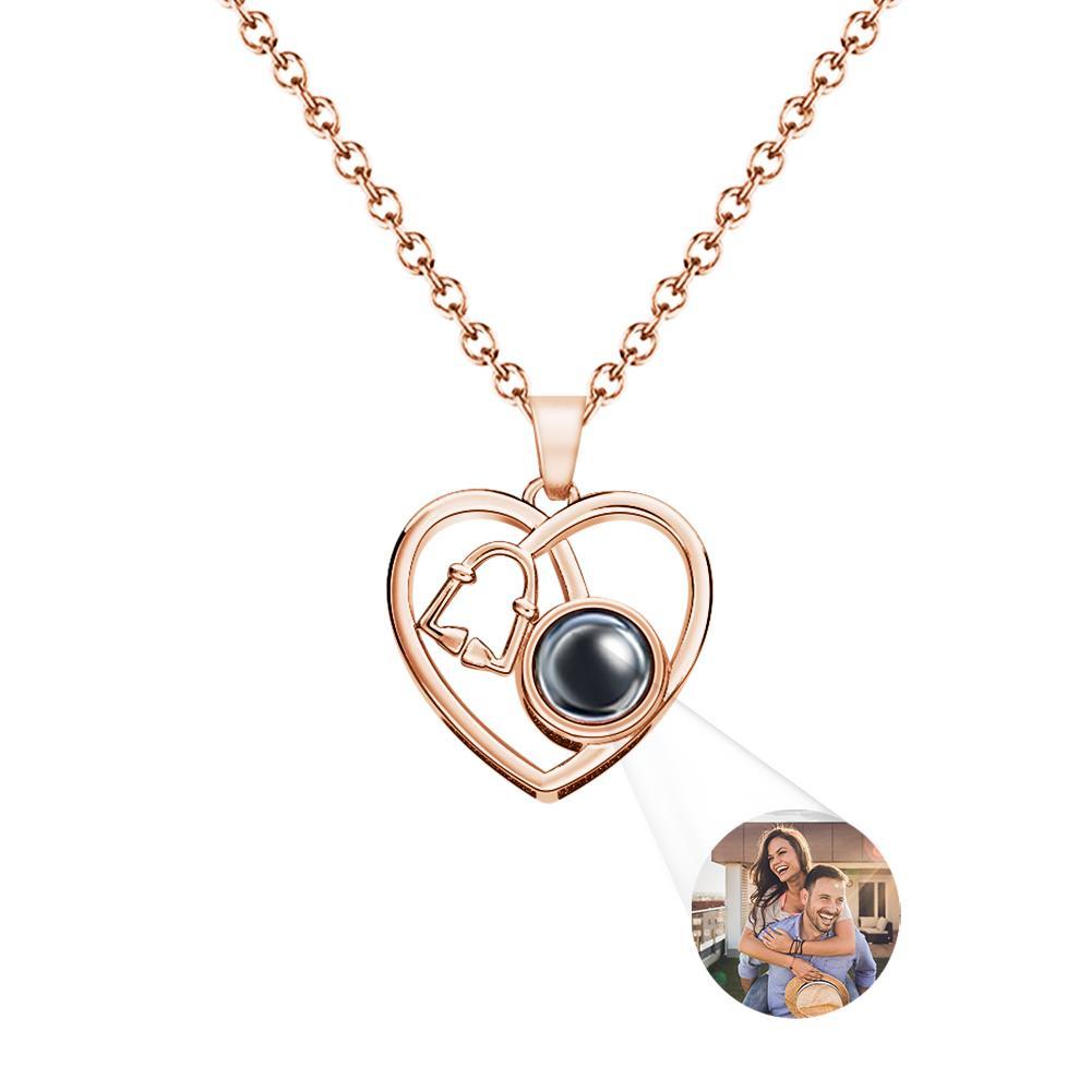 Collier De Projection Personnalisé, Cadeau De Stéthoscope En Forme De Cœur D'amour Pour Médecin - votrecollierprenomfr