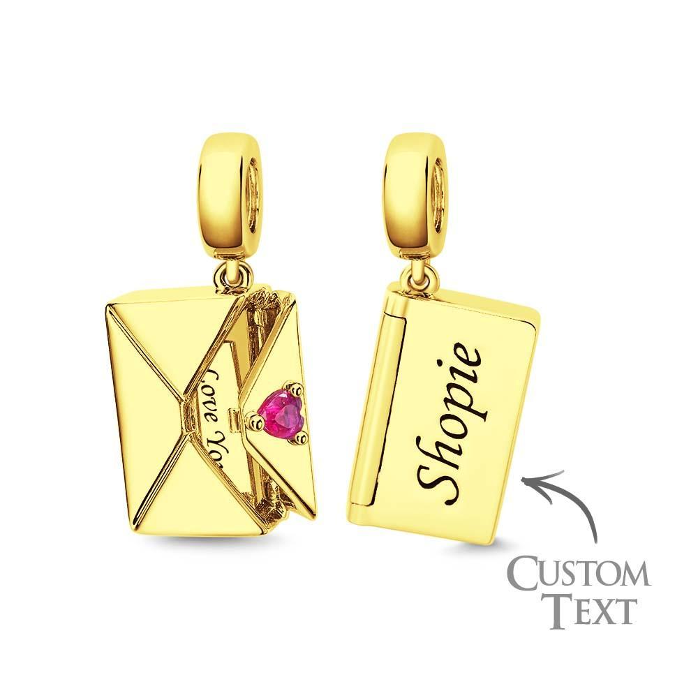 Breloque Enveloppe Ouvrable Gravable Avec Pierre De Naissance, Pendentif Créatif Lettre D'amour, Bijoux Pour Elle - votrecollierprenomfr