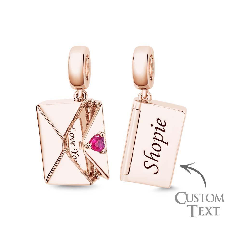 Breloque Enveloppe Ouvrable Gravable Avec Pierre De Naissance, Pendentif Créatif Lettre D'amour, Bijoux Pour Elle - votrecollierprenomfr