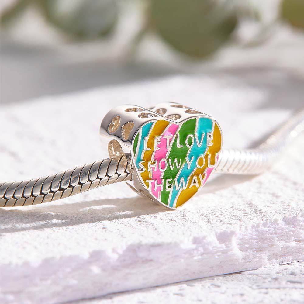 Breloque Photo Personnalisée, Laissez L'amour Vous Montrer Le Chemin, Thème Cœur, Pendentif Coloré, Cadeaux Pour Elle - votrecollierprenomfr