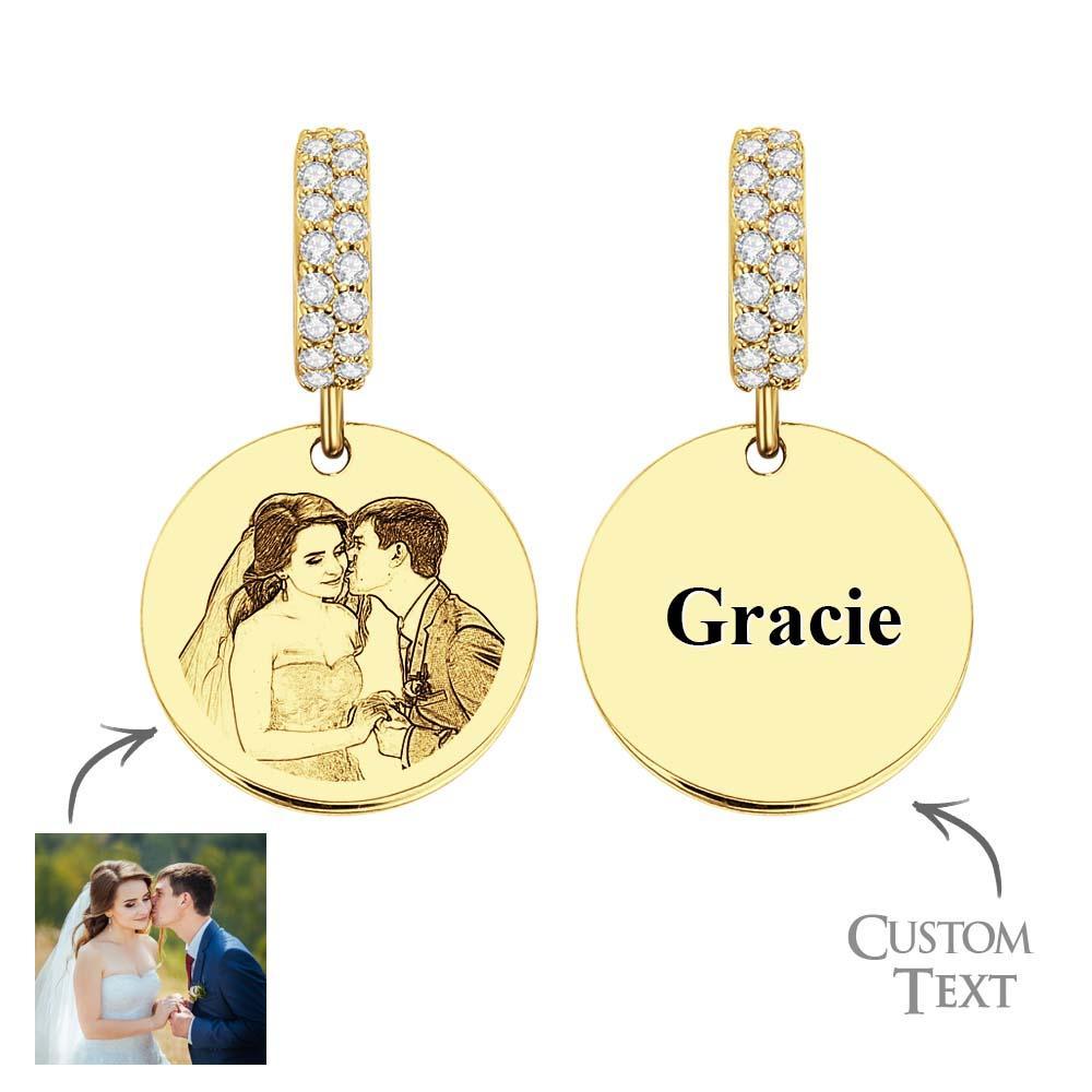 Cadeau Personnalisé De Couple De Balançoire De Diamant De Charme Gravé Par Photo - votrecollierprenomfr