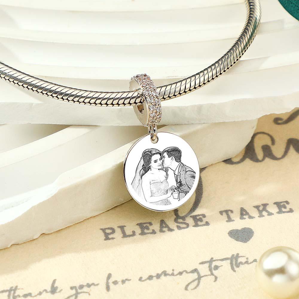 Cadeau Personnalisé De Couple De Balançoire De Diamant De Charme Gravé Par Photo - votrecollierprenomfr
