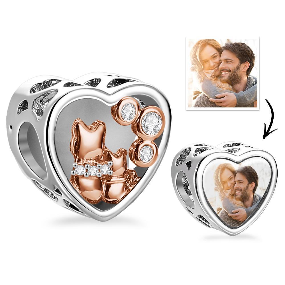 Breloque Photo Personnalisée, Cadeau D'amour Mignon En Forme De Cœur Pour Animal De Compagnie - votrecollierprenomfr