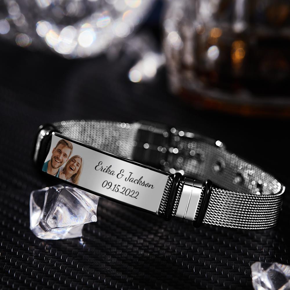 Bracelet En Acier Inoxydable Pour Homme Personnalisé Save The Special Day Anniversary Gift For Dad - votrecollierprenomfr