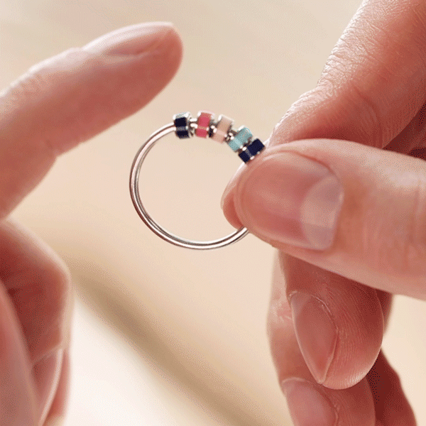 Fidget Ring Spinner Anti-anxiété Bague En Argent Macaron Émail Bijoux Cadeaux Pour Elle - votrecollierprenomfr