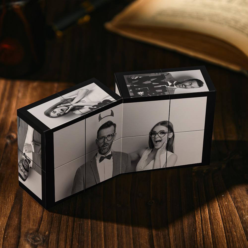 Cadre Photo Personnalisé, Décoration De Maison, Multiphoto, Filtre Noir, Rubix Cube, Cadeau De Fête Des Pères Pour Papa - votrecollierprenomfr