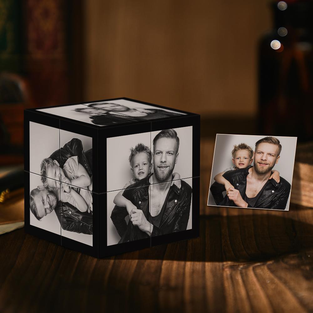 Cadre Photo Personnalisé, Décoration De Maison, Multiphoto, Filtre Noir, Rubix Cube, Cadeau De Fête Des Pères Pour Papa - votrecollierprenomfr