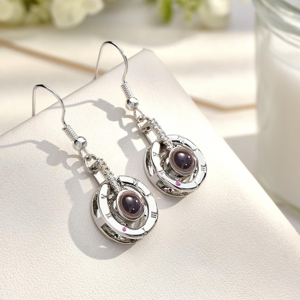 Boucle D'oreille À Projection Personnalisée, Pendentif Circulaire Exquis, Cadeaux - votrecollierprenomfr