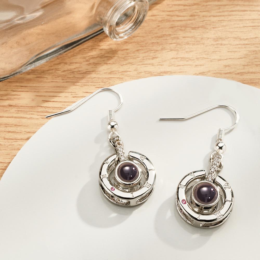 Boucle D'oreille À Projection Personnalisée, Pendentif Circulaire Exquis, Cadeaux - votrecollierprenomfr