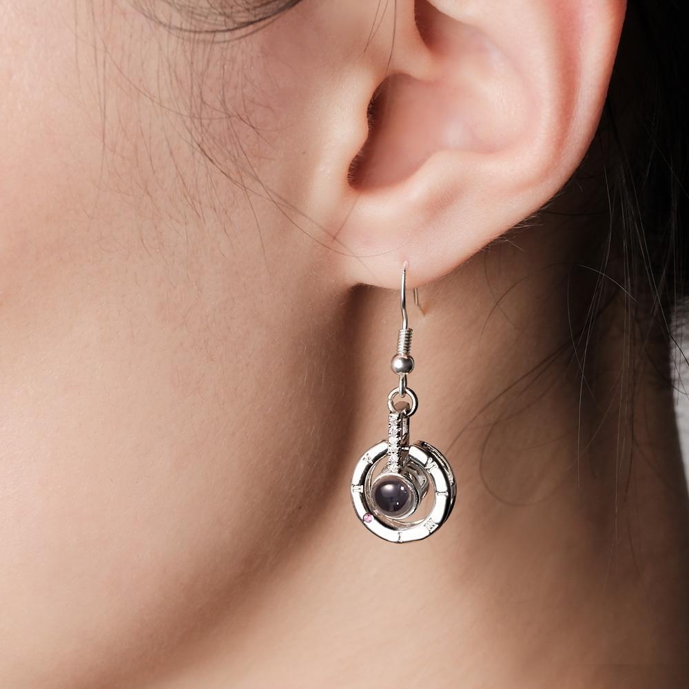Boucle D'oreille À Projection Personnalisée, Pendentif Circulaire Exquis, Cadeaux - votrecollierprenomfr