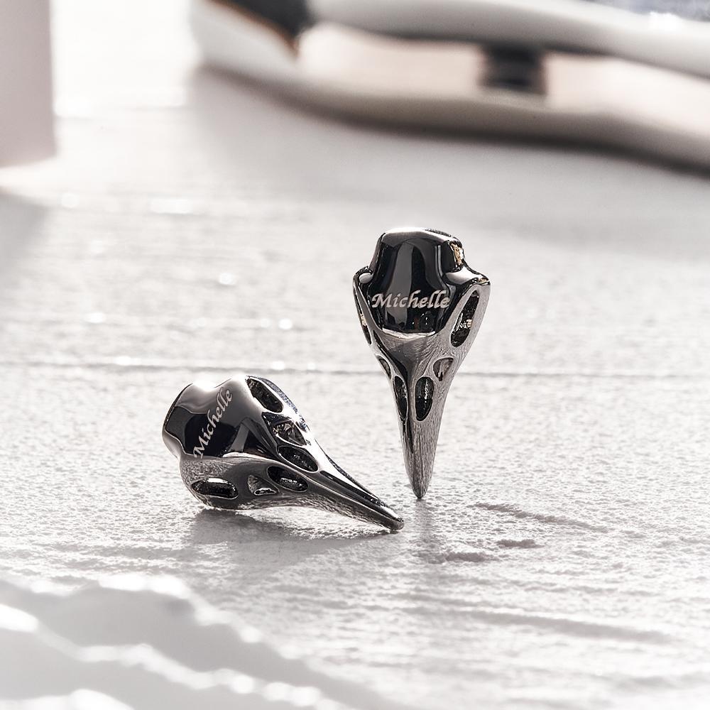 Boucles D'oreilles Corbeau Noir Gravées Sur Mesure, Boucles D'oreilles Gothiques Faith Punk, Cadeaux - votrecollierprenomfr