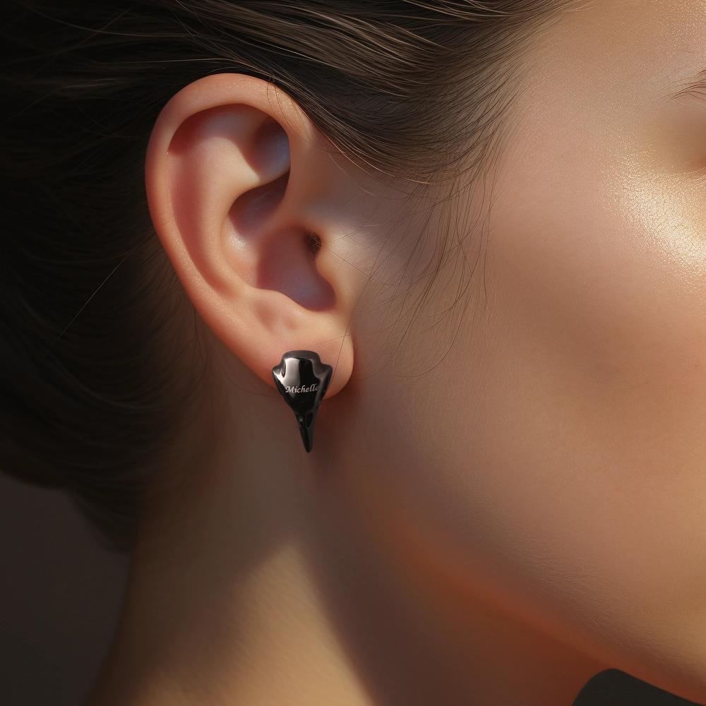 Boucles D'oreilles Corbeau Noir Gravées Sur Mesure, Boucles D'oreilles Gothiques Faith Punk, Cadeaux - votrecollierprenomfr