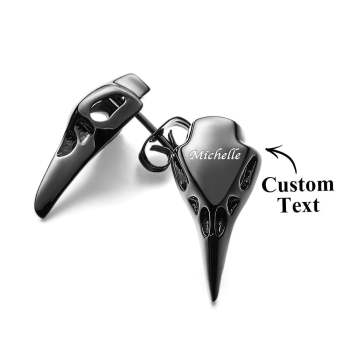 Boucles D'oreilles Corbeau Noir Gravées Sur Mesure, Boucles D'oreilles Gothiques Faith Punk, Cadeaux - votrecollierprenomfr