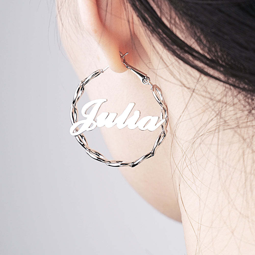 Boucles D'oreilles Prénom Personnalisées Rêve Et Persistant - votrecollierprenomfr