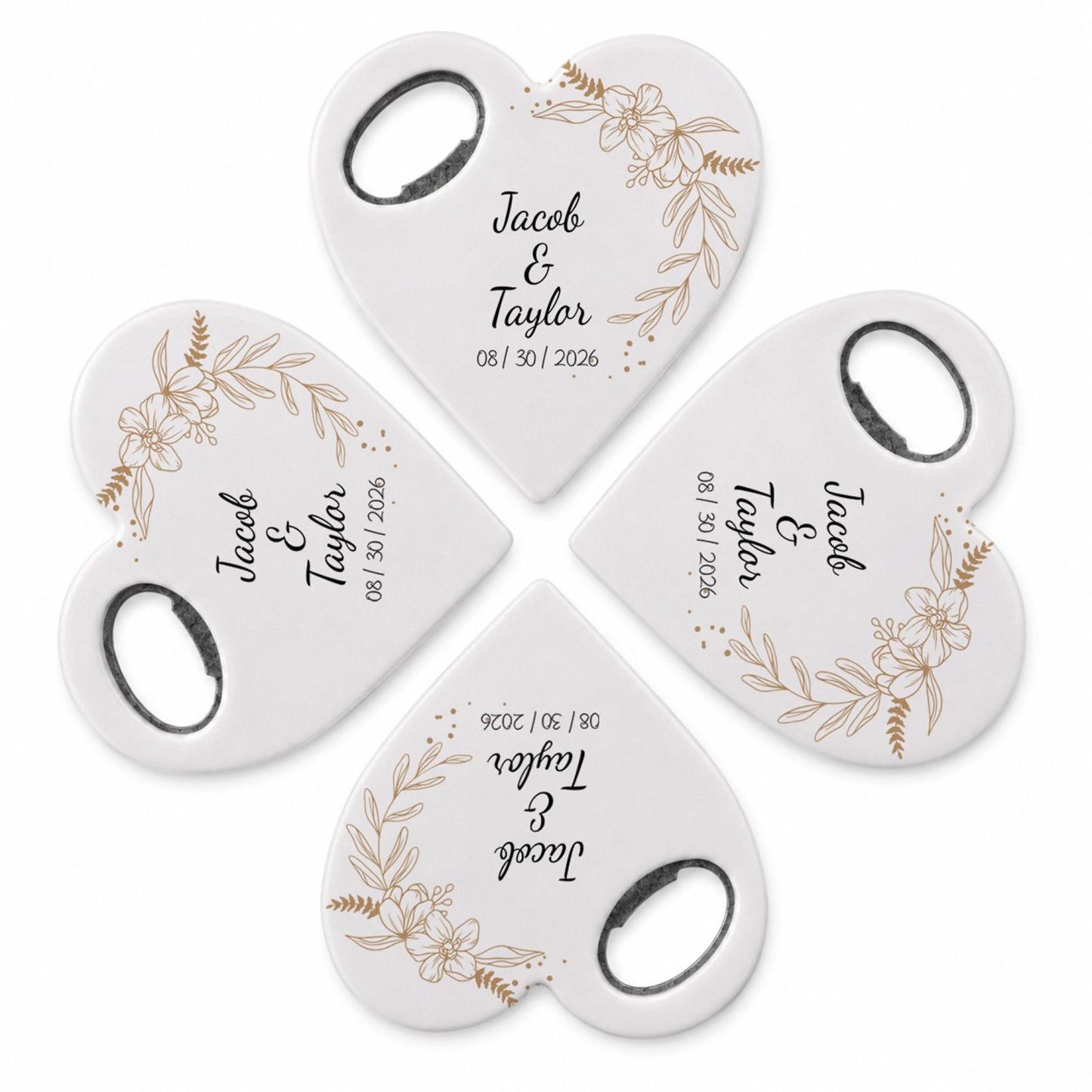 Ouvre-bouteille Personnalisé En Forme De Cœur, Aimant Personnalisé, Ouvre-bouteille En Forme De Cœur, Cadeaux Pour Invités De Mariage - votrecollierprenomfr