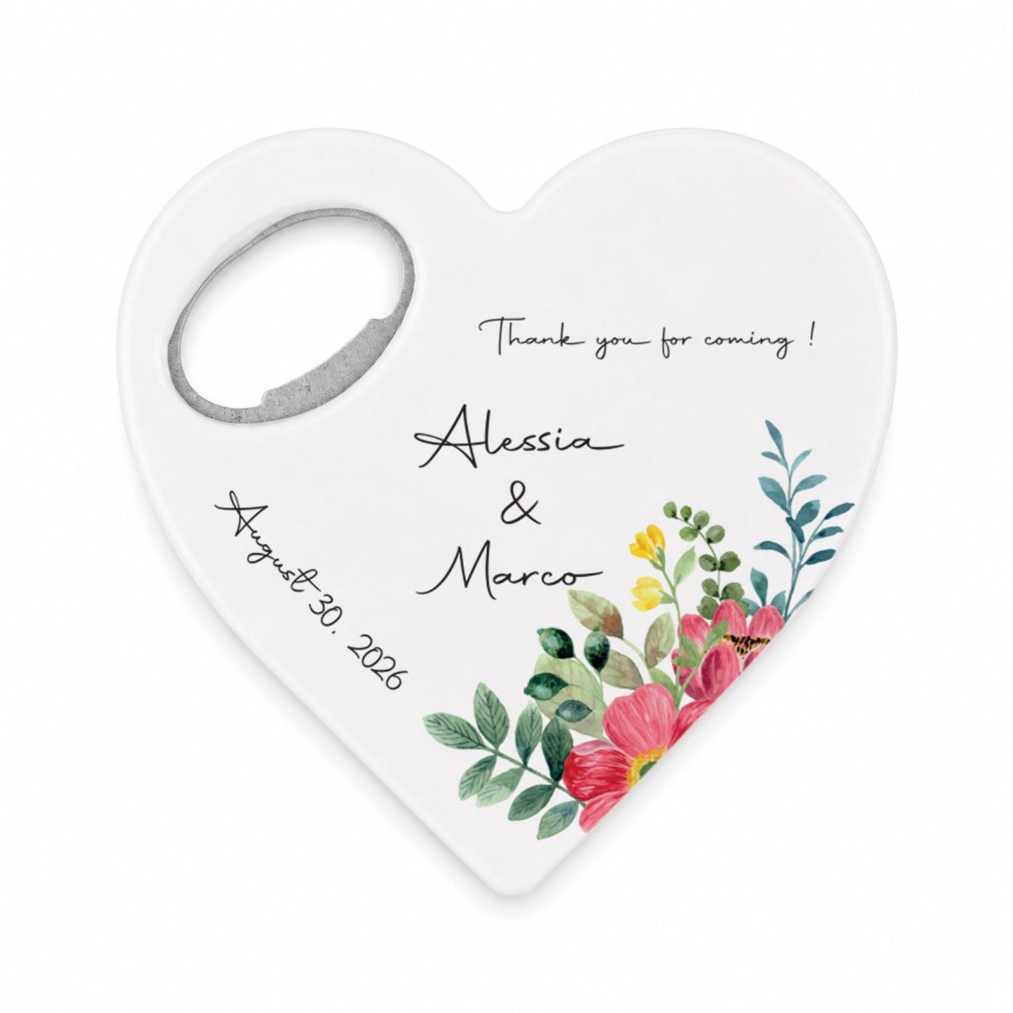 Ouvre-bouteille Personnalisé En Forme De Cœur, Aimant Personnalisé, Ouvre-bouteille En Forme De Cœur, Cadeaux Pour Invités De Mariage - votrecollierprenomfr