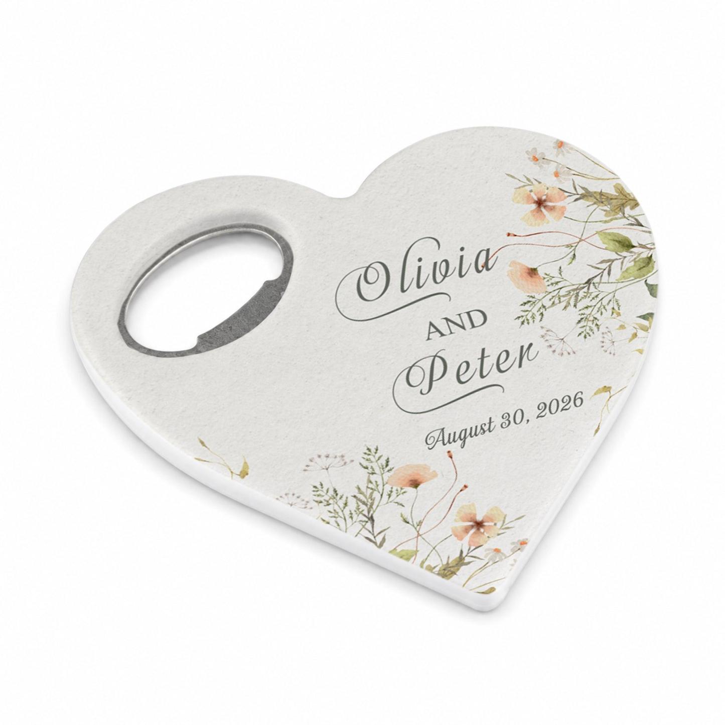 Ouvre-bouteille Personnalisé En Forme De Cœur, Aimant Personnalisé, Ouvre-bouteille En Forme De Cœur, Cadeaux Pour Invités De Mariage - votrecollierprenomfr