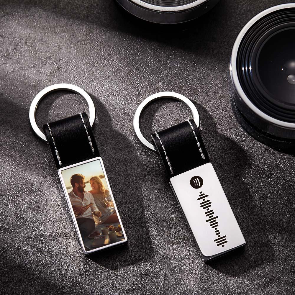 Scannable Spotify Code Song Photo Keychain Cadeaux Créatifs Personnalisés Pour Les Couples - votrecollierprenomfr