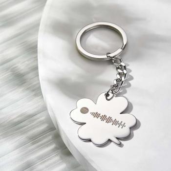 Porte-clés Musical Personnalisé Scannable Spotify Code Song Shamrock Keychain Gifts - votrecollierprenomfr