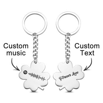 Porte-clés Musical Personnalisé Scannable Spotify Code Song Shamrock Keychain Gifts - votrecollierprenomfr