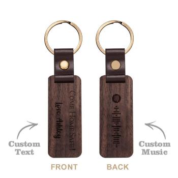 Scannable Spotify Code Porte-clés En Bois Gravé Come Home Safe Porte-clés Cadeaux De La Fête Des Pères - votrecollierprenomfr