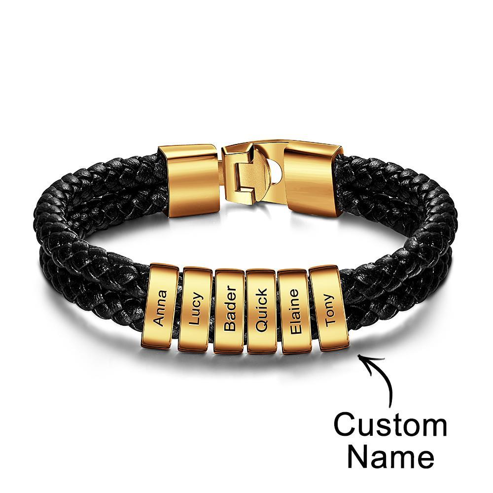 Bracelet Prénom Personnalisé Cuir Tressé Cadeaux Personnalisés Homme - votrecollierprenomfr