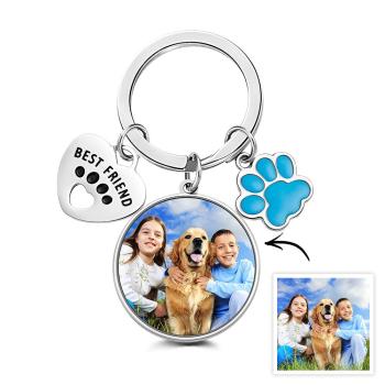 Porte-clés Photo Personnalisé Meilleur Ami Chien Amour Cadeaux - votrecollierprenomfr