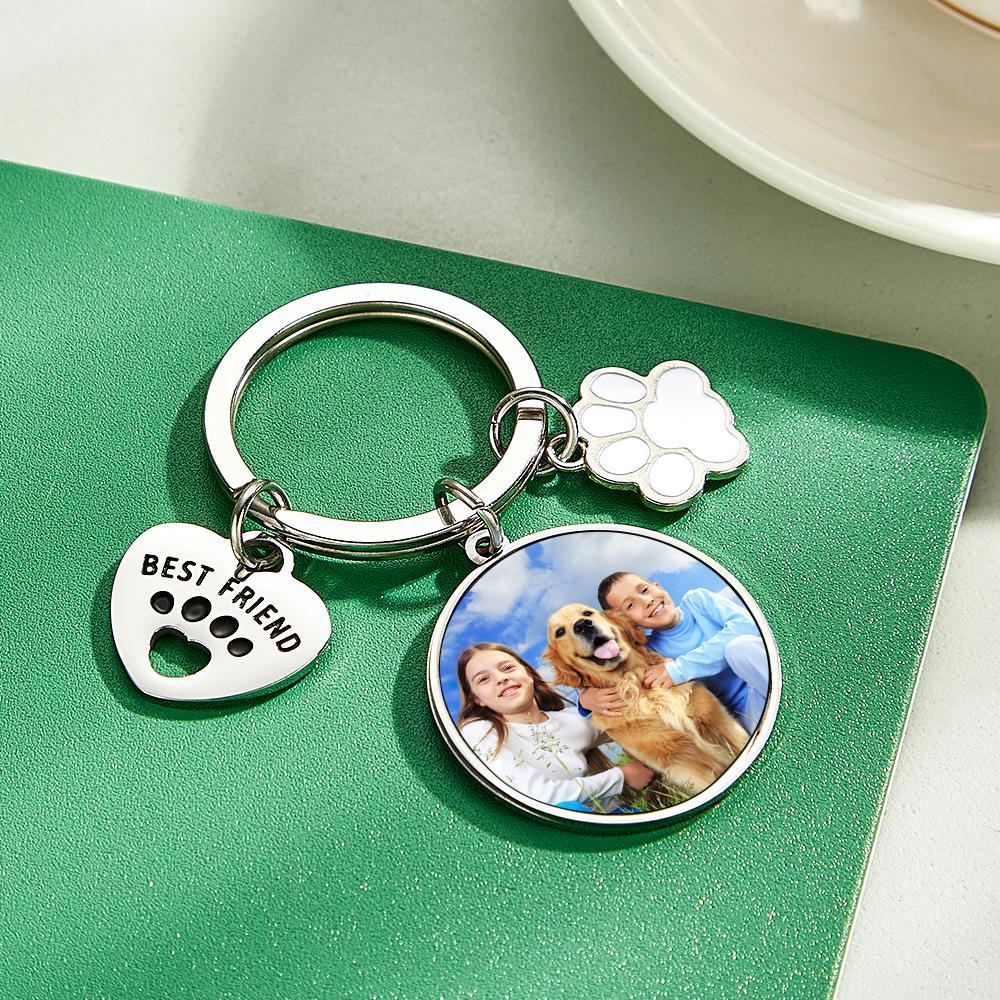Porte-clés Photo Personnalisé Meilleur Ami Chien Amour Cadeaux - votrecollierprenomfr
