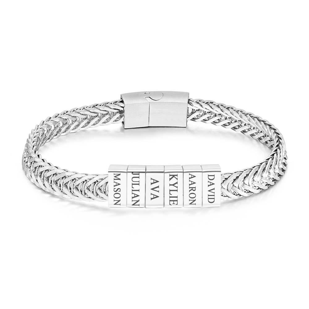 Bracelet De Perles Pour Homme Gravé Personnalisé Éléments Personnalisés Bracelet Large Cadeau De Fête Des Pères - votrecollierprenomfr
