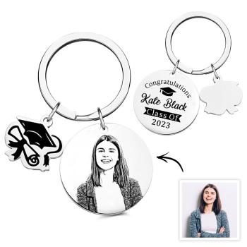 Porte-clés Personnalisé Avec Photo De Graduation Cadeaux Commémoratifs Gravés Sur Mesure Pour Lui - votrecollierprenomfr