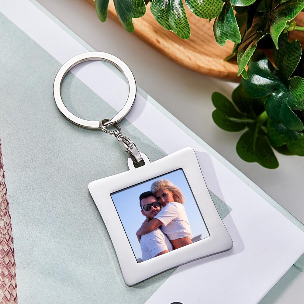 Porte-clés Photo Personnalisé Gravé En Acier Inoxydable Robuste Porte-clés Cadeaux Pour Lui - votrecollierprenomfr