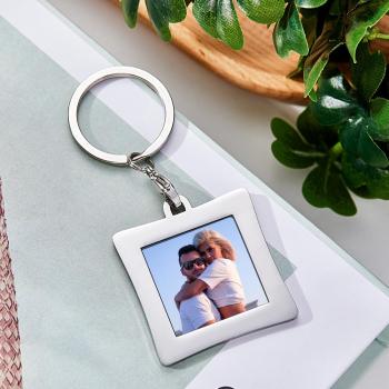 Porte-clés Photo Personnalisé Gravé En Acier Inoxydable Robuste Porte-clés Cadeaux Pour Lui - votrecollierprenomfr