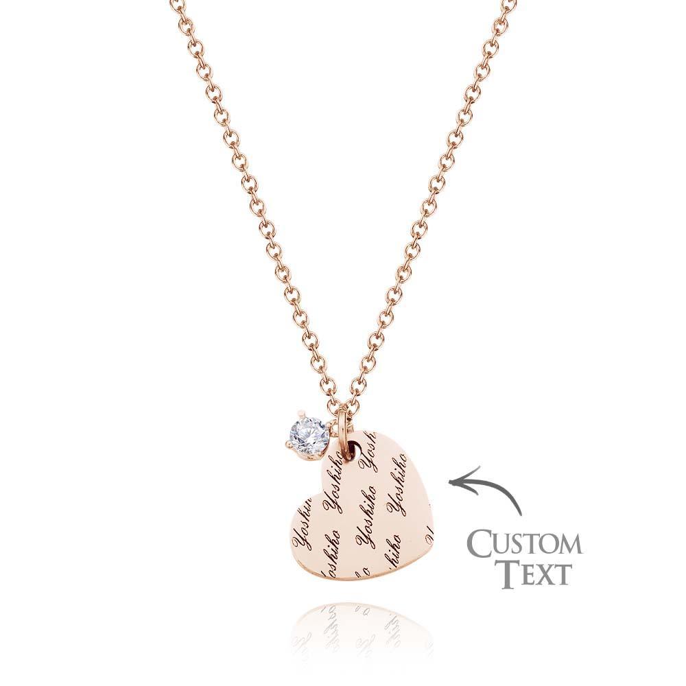 Collier Coeur Gravé Personnalisé Avec Un Cadeau Fille Pierre De Naissance - votrecollierprenomfr