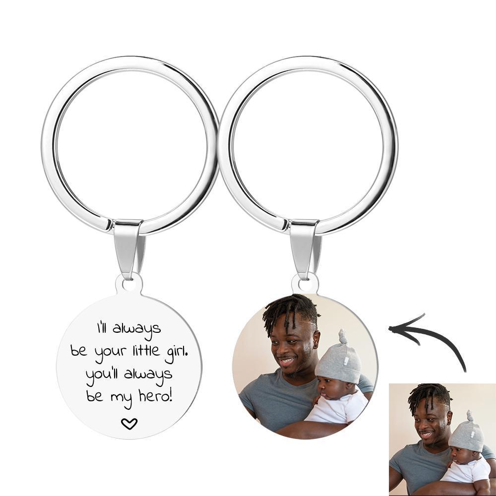 Cadeaux de papa d'acier inoxydable de porte-clés d'étiquette ronde faite sur commande
