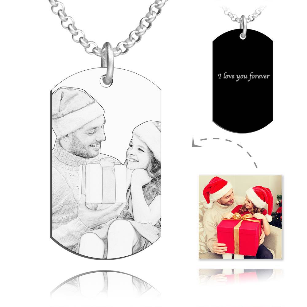 Homme Collier Tag Gravé avec Photo