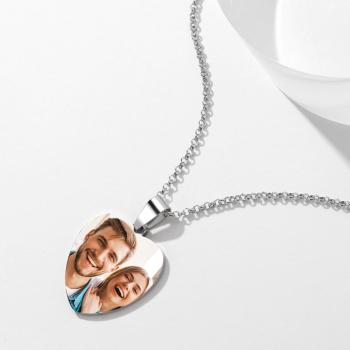 Collier D'étiquette Gravé De Calendrier De Photo De Coeur Avec Des Cadeaux D'acier Inoxydable De Gravure Pour Elle - votrecollierprenomfr