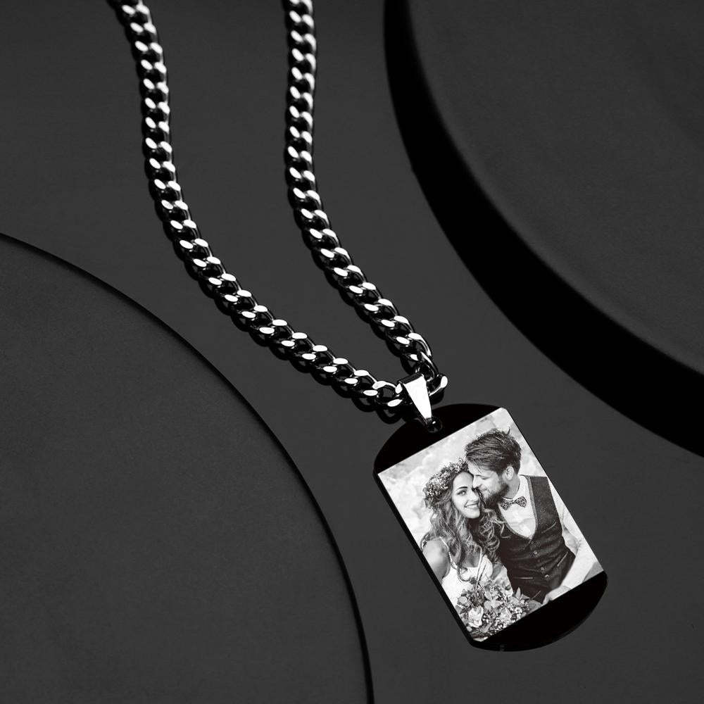 Collier Photo Gravé Personnalisé Photo Et Date Cadeau Parfait Pour Papa Le Jour De La Fête Des Pères - votrecollierprenomfr