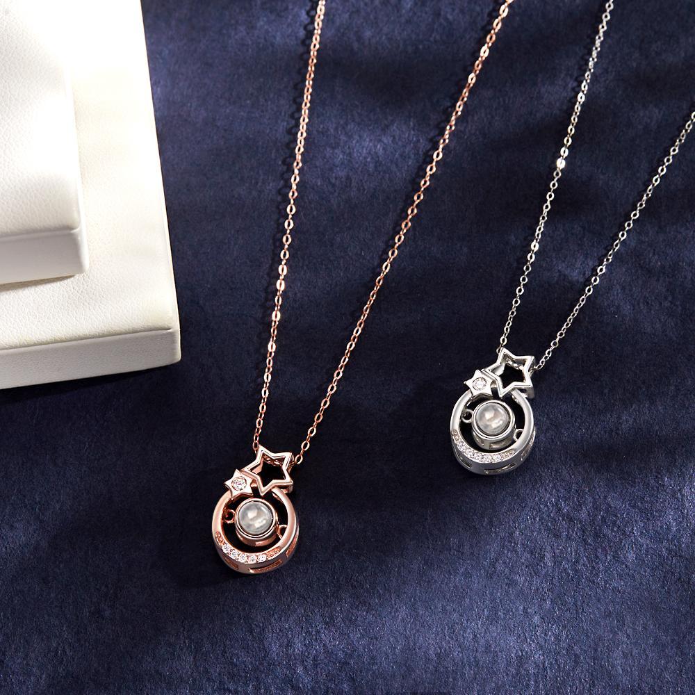 Collier Projection Photo Personnalisé Collier Projection Petites Étoiles Cadeau Unique - votrecollierprenomfr