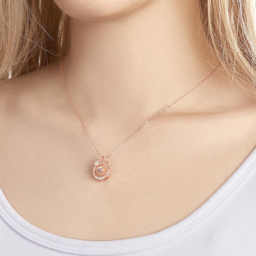 Collier Projection Photo Personnalisé Collier Projection Petites Étoiles Cadeau Unique - votrecollierprenomfr