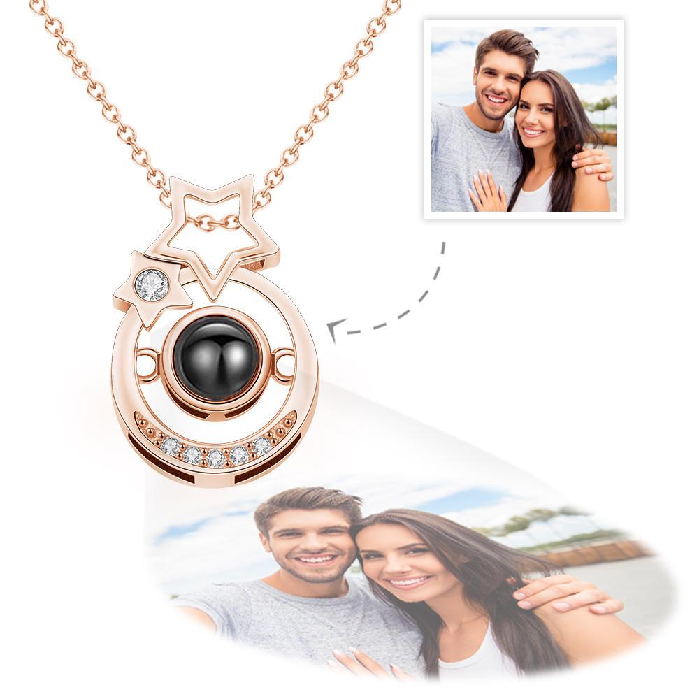 Collier Projection Photo Personnalisé Collier Projection Petites Étoiles Cadeau Unique - votrecollierprenomfr