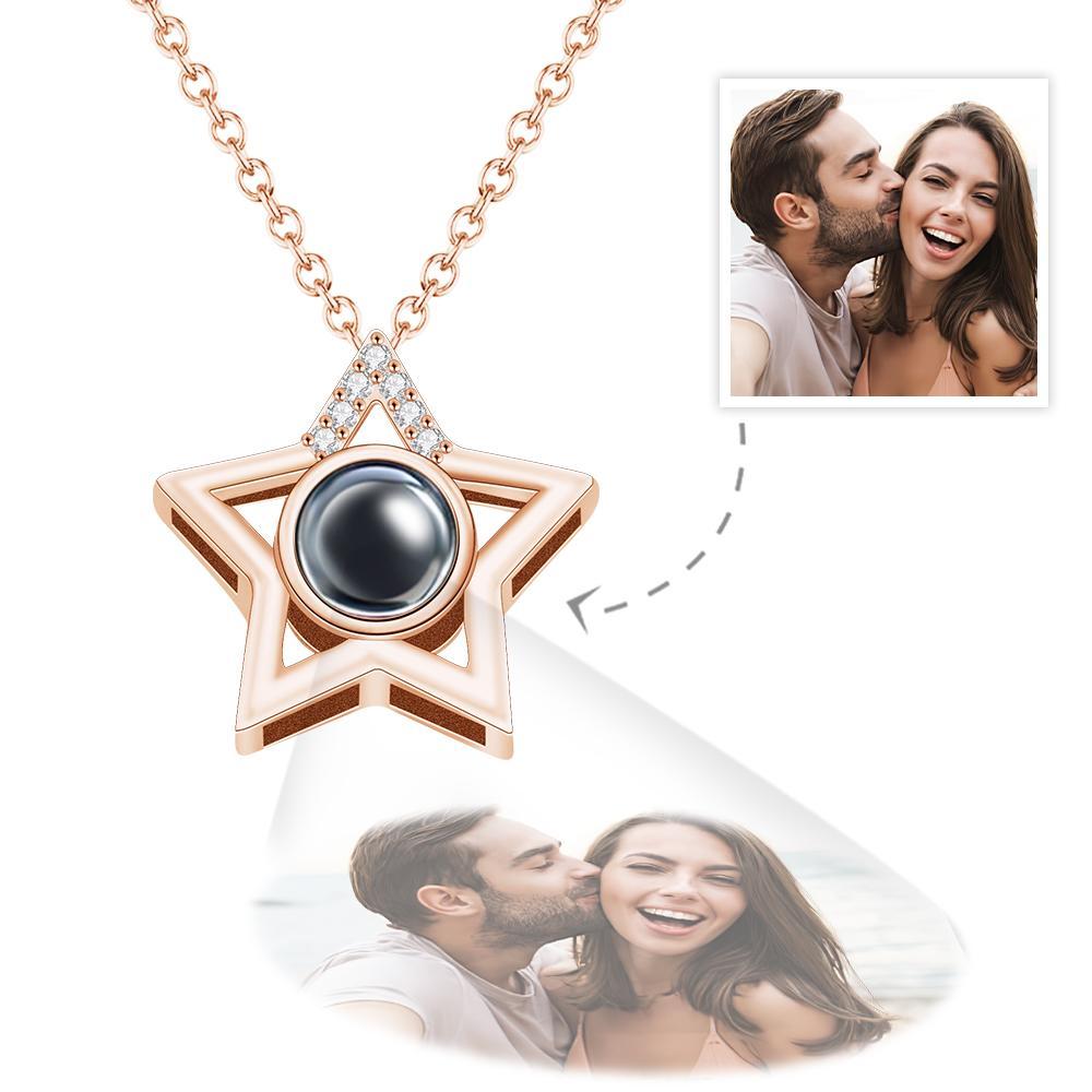 Collier De Projection De Photo Personnalisé Collier Pendentif Photo Étoile Cadeau Commémoratif - votrecollierprenomfr