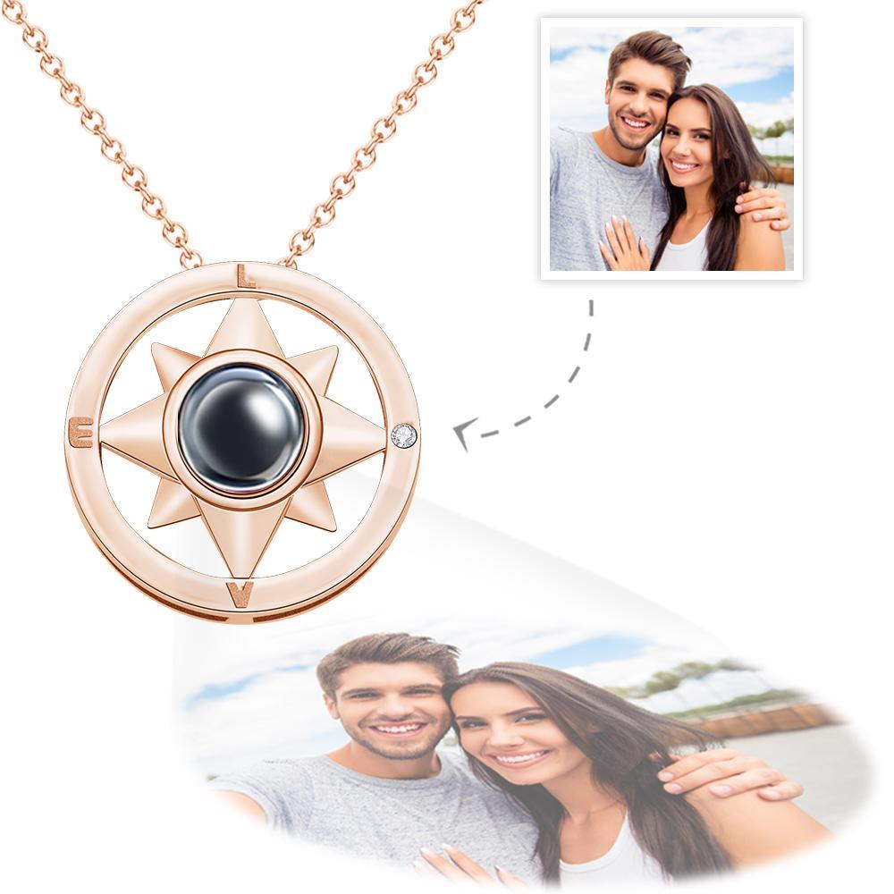 Collier De Projection De Photo Personnalisé Boussole Cadeaux Créatifs - votrecollierprenomfr