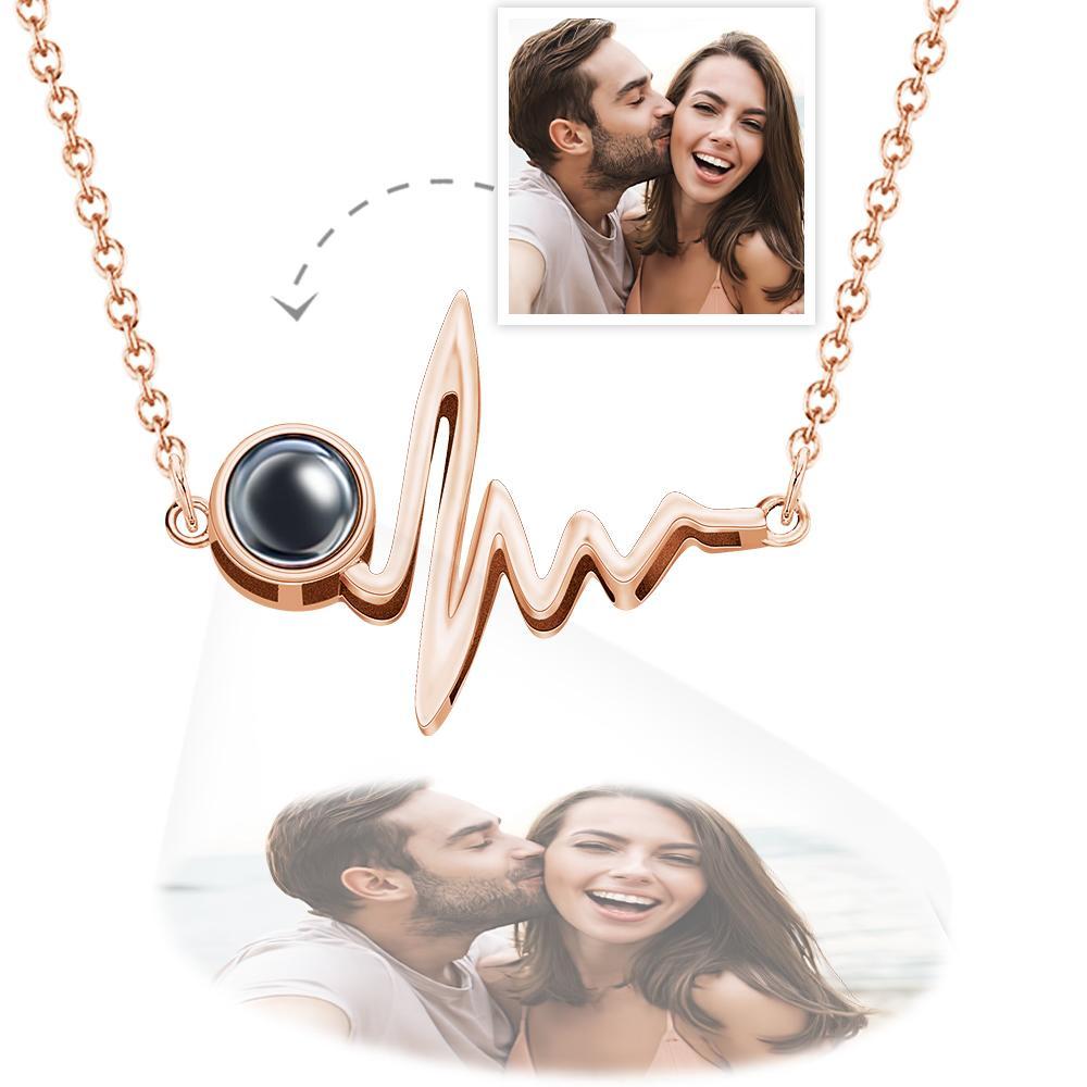 Collier De Projection De Photo Personnalisé Collier De Projection De Photo Heartbeat Cadeau Créatif - votrecollierprenomfr