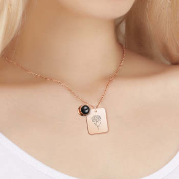 Collier De Projection Personnalisé Avec Pendentif À Motif De Fleur De Naissance, Cadeau Pour Elle - votrecollierprenomfr