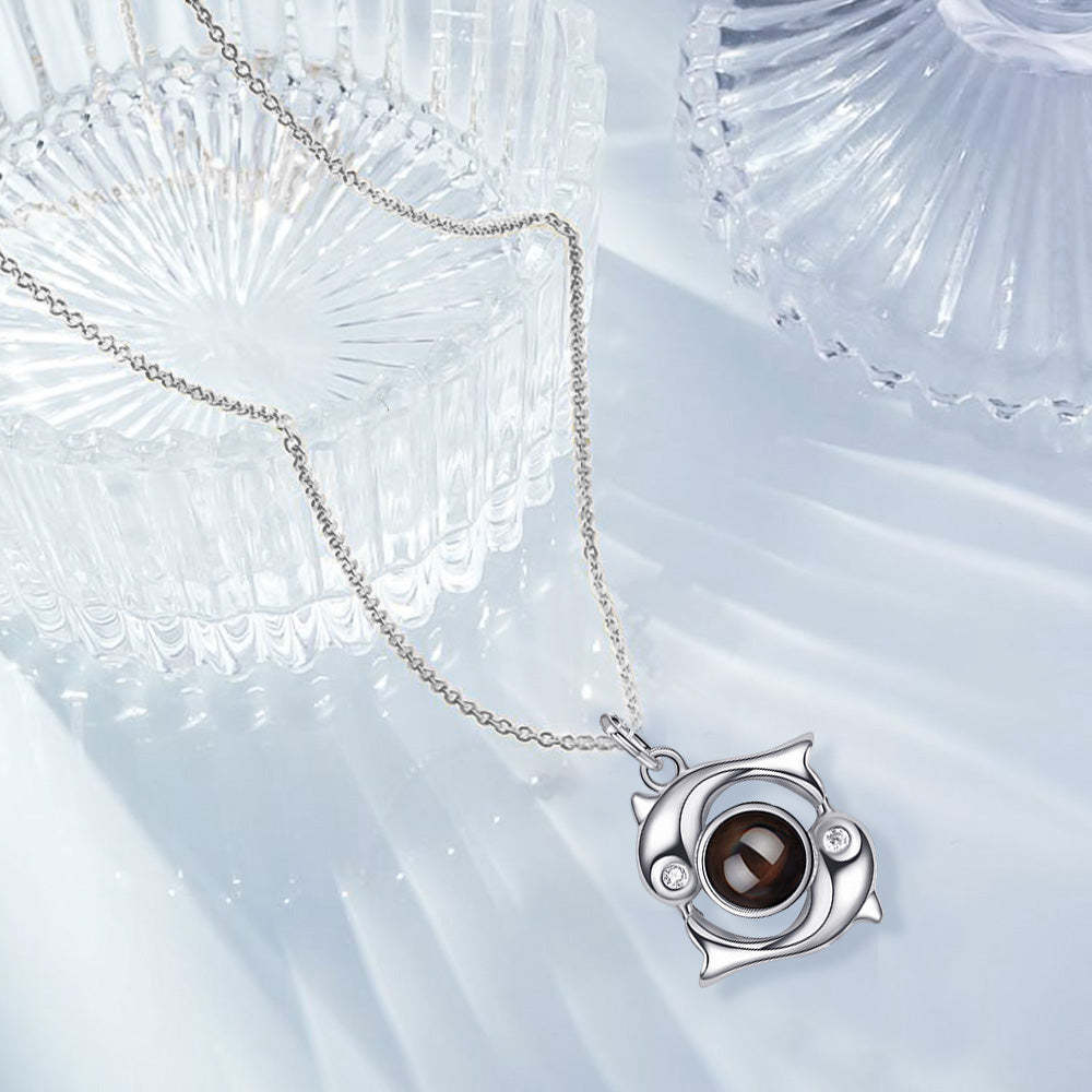 Collier De Projection Personnalisé, Pendentif En Forme De Dauphins, Cadeau Pour Elle - votrecollierprenomfr